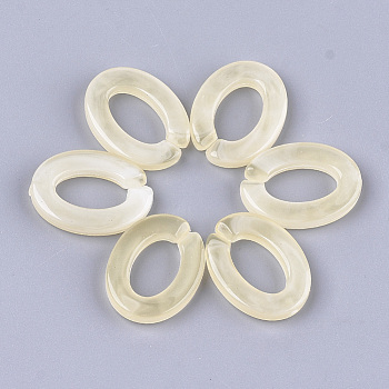 Acrylic Linking Rings, Quick Link Connectors, For Jewelry Chains Making, Imitation Gemstone Style, Oval, Wheat, 24.5x18.5x4mm, Hole: 14.5x9mm, about: 440pcs/500g