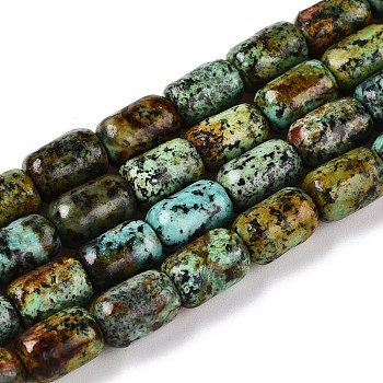 Natural African Turquoise(Jasper) Beads Strands, Column, 9~9.5x6~6.5mm, Hole: 0.9~1mm, about 20~21pcs/strand, 7.28~7.6''(18.5~19cm)