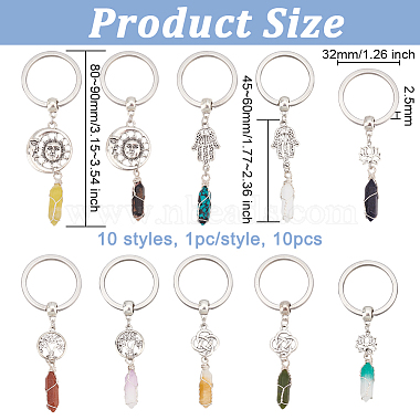 porte-clés pendentif en pierres précieuses naturelles et synthétiques(KEYC-AB00011)-2