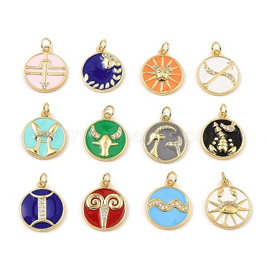 Real 18K Gold Plated Clear Constellation Brass+Cubic Zirconia+Enamel Pendants