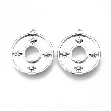 Platinum Clear Disc Brass+Cubic Zirconia Pendants