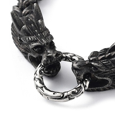 304 Stainless Steel Dragon Head Cuban Link Chains Bracelets for Men & Women(BJEW-D031-23B)-2