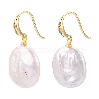 Baroque Natural Pearl Dangle Earrings with Cubic Zirconia(PEAR-N020-15B)-2