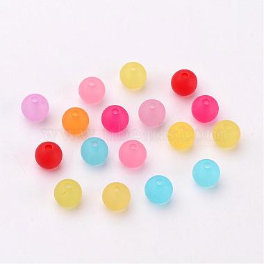 8mm Mixed Transparent Round Frosted Acrylic Ball Bead(X-FACR-R021-8mm-M)-2
