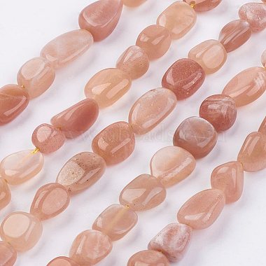 4mm Orange Nuggets Moonstone Beads