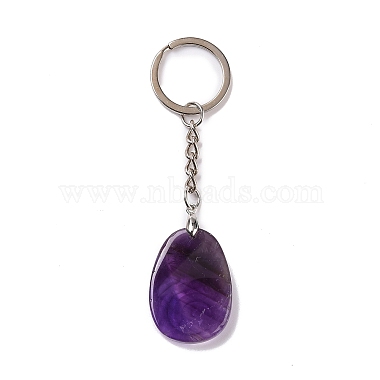 Natural Amethyst Teardrop with Spiral Pendant Keychain(KEYC-A031-02P-04)-3