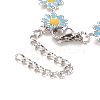 Enamel Daisy Link Chains Bracelet(BJEW-P271-01P-03)-4