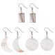 3 Pairs 3 Style Flat Round & Moon & Rectangle Acrylic Imitation Shell Dangle Earrings(EJEW-AN0002-94)-1