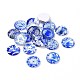 Blue and White Floral Printed Glass Flatback Cabochons(X-GGLA-A002-20mm-XX)-1