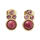 Natural Rhodonite Paw Print Stud Earrings(EJEW-D093-01B-G)-1