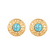 Synthetic Turquoise Flat Round Stud Earrings(KQ6681-3)-1