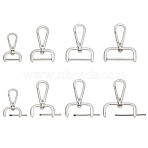 8Pcs 4 Styles Zinc Alloy Swivel Lobster Claw Clasps, Swivel Snap Hook, Platinum, 4.8~6.2x2.8~4.75x0.7~0.8cm, Hole: 21~27.5x10~11.5mm, Inner Diameter: 1.9~3.8x0.5~1cm, 2pcs/style(FIND-PH0008-63P)
