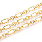 Brass Oval Link Chains, Soldered, with Spool, Golden, 10.5x5x1.5mm, about 32.81 Feet(10m)/Roll(CHC-T018-51G)