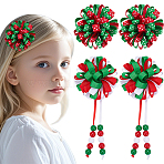 4Pcs Polyester Alligator Hair Clips, with Alloy Clips, Red, 65~175mm(OHAR-WR0001-05)