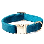 Adjustable Polyester Pet Collars, with Metal Buckle Cat Dog Choker Necklace, Deep Sky Blue, 390~600x25mm(PW-WG66876-12)