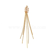 Brass Micro Pave Clear Cubic Zirconia Big Pendants, Leaf Tassel, Real 18K Gold Plated, 103x8x3mm, Hole: 2mm(KK-G510-01G)