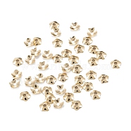 5-Petal Brass Bead Cap, Long-Lasting Plated, Rack Plating, Flower, Real 14K Gold Plated, 4x1mm, Hole: 1.2mm(X-KK-D063-13G)