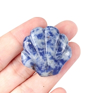 Natural Blue Spot Jasper Carved Healing Shell Shape Figurines, Reiki Energy Stone Display Decorations, 30x30mm(PW-WG72799-04)
