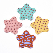 Opaque Printed Acrylic Cabochons, Star, Mixed Color, 43x44x2~3mm(MACR-N011-002)