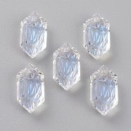 Embossed Glass Rhinestone Pendants, Bicone, Faceted, Moonlight, 13x6.5x4mm, Hole: 1.5mm(GLAA-J101-02A-001MO)