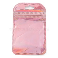 Plastic Laser Packaging Yinyang Zip Lock Bags, Top Self Seal Pouches, Rectangle, Pink, 11x7x0.15cm, Unilateral Thickness: 2.5 Mil(0.065mm)(OPP-D003-04C)