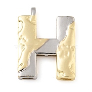 Brass Pendants, Real 18K Gold Plated And Platinum, Letter Charms, Letter H, 31x27.5x3.5mm, Hole: 3x1.5mm(PALLOY-S036-01G-H)