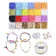 DIY Jewelry Set Making, Bracelet with Elastic Crystal Thread,Alloy Lobster Claw Clasps, Iron Jump Rings &  Bead Tips & Pendants, Acrylic Beads, Shell Beads, CCB Plastic Beads and Polymer Clay Beads, Mixed Color, 3016Pcs/Sst(DIY-YW0002-17)