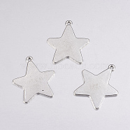 Tibetan Style Alloy Stamping Blank Tag Pendants, Lead Free, Cadmium Free and Nickel Free, Star, Antique Silver, 28x26x1mm, Hole: 1.5mm(EA085Y-NF)