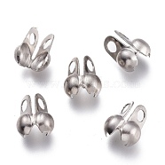 304 Stainless Steel Bead Tips, Calotte Ends, Clamshell Knot Cover, Stainless Steel Color, 5.8x4mm, Hole: 1.2mm, Inner Diameter: 3mm(X-STAS-A050-C-P)