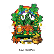 Saint Patrick's Day Theme PET Sublimation Stickers, Heat Transfer Film, Iron on Vinyls, for Clothes Decoration, Gnome, 240x182mm(PW-WG34539-09)