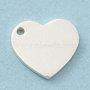 Blank 925 Sterling Silver Charms, Heart, Silver, 9.5x9x1mm, Hole: 1mm(STER-C002-01S)