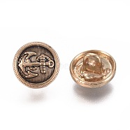 Alloy Shank Buttons, Flat Round with Anchor, Antique Golden, 11.5x7.5mm, Hole: 2mm(BUTT-WH0014-06A)