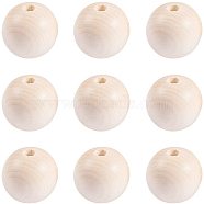 Unfinished Wood Beads, Natural Wooden Loose Beads Spacer Beads, Round, 35mm, Hole: 7mm(WOOD-PH0008-18)