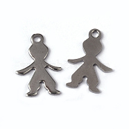 Boy 304 Stainless Steel Pendants, Stainless Steel Color, 16x11x0.8mm, Hole: 1.5mm(STAS-G130-43P)