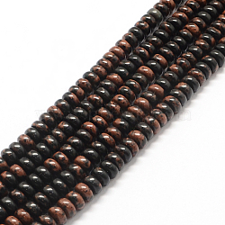 Rondelle Natural Mahogany Obsidian Bead Strands, 6~7x4~5mm, Hole: 1mm, about 93pcs/strand, 15.7 inch(G-Q446-02)