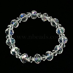 Fashion Stretchy Glass Bracelets, with elastic thread, Clear, 55mm(BJEW-JB00659-11)