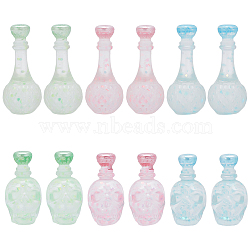 48Pcs 6 Styles Dummy Bottle Transparent Resin Cabochon, with Sequins, Mixed Color, 27~34.5x14.5~18.5mm, 8pcs/style(RESI-OC0001-49)