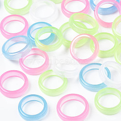 Luminous Plastic Transparent Plain Band Finger Ring for Women, Mixed Color, US Size 5 1/2~8(16.1~18.1mm)(RJEW-T022-005)
