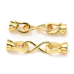 Rack Plating Eco-Friendly Brass Fold Over Clasps, Lead Free & Cadmium Free, Infinity, Real 18K Gold Plated, 35mm, Infinity: 17x7x1.5mm, Inner Diameter: 4mm(KK-F856-04A-G)