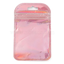 Plastic Glitter Holographic Packaging Yinyang Zip Lock Bags, Top Self Seal Pouches, Rectangle, Pink, 11x7x0.15cm, Unilateral Thickness: 2.5 Mil(0.065mm)(OPP-D003-04C)