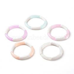 Acrylic Tube Beaded Stretch Bracelets, Mixed Color, Inner Diameter: 2 inch(5.2cm)(BJEW-JB07776)
