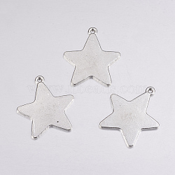 Tibetan Style Alloy Stamping Blank Tag Pendants, Lead Free, Cadmium Free and Nickel Free, Star, Antique Silver, 28x26x1mm, Hole: 1.5mm(EA085Y-NF)