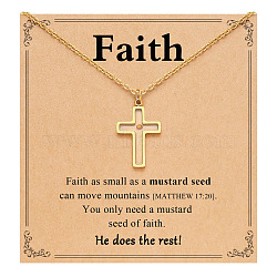 Cross 216 Stainless Steel Mustard Seed Pendant Necklaces for Women, Golden, 17.72 inch(45cm)(WG511AE-01)