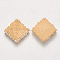 Resin Decoden Cabochons, Imitation Food Biscuits, Square, Wheat, 18x18x6mm(CRES-N022-01)