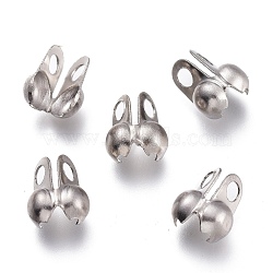 304 Stainless Steel Bead Tips, Calotte Ends, Clamshell Knot Cover, Stainless Steel Color, 8x4mm, Hole: 2mm, Inner Diameter: 3mm(X-STAS-A050-C-P)