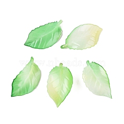 Gradient Color Acrylic Big Pendants, Leaf, Lime Green, 54x28x7mm, Hole: 1.8mm(OACR-N137-30)