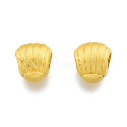Alloy European Beads, Large Hole Beads, Shell with Star, Matte Gold Color, 12.5x11.5x8.5mm, Hole: 4.5mm(FIND-A017-22MG)
