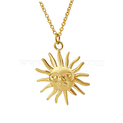 Stylish Stainless Steel Sun Pendant Necklaces for Women, Real 18K Gold Plated, 17.72 inch(45cm)(EQ3081-3)