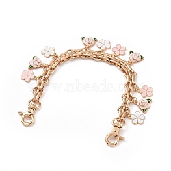 Alloy Enamel Peony Flower Link Purse Strap Extenders, with Iron Chain & Lobster Claw Clasp, Lavender Blush, 24.7cm(AJEW-BA00097)