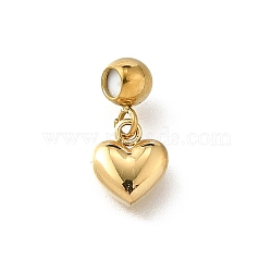 304 Stainless Steel Charms, with Silicone inside Tube Bails, Ion Plating(IP), Heart Charm, Real 18K Gold Plated, 12mm, Hole: 0.9mm(STAS-H202-35G)